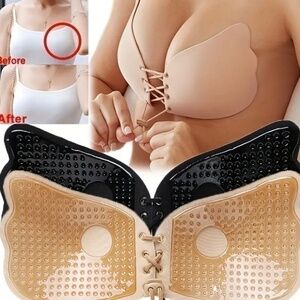 Women’s Black Lifting Stick-On Nipple Covers, Strapless Push Up Nipple Pasties